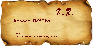 Kopacz Réka névjegykártya